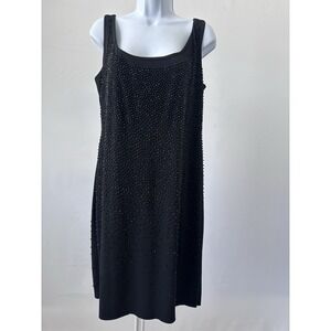Women's Sz: 10 Black Beaded Tank Dress by Marina, Packable Formal Cocktail (b54)